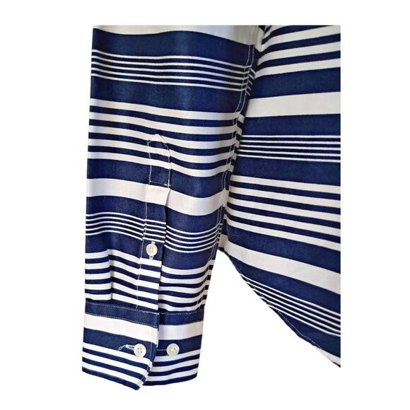 CHAPS Striped Dress Shirt Size M Long Sleeves Button Down Cotton Nautical Top - Picture 8 of 11